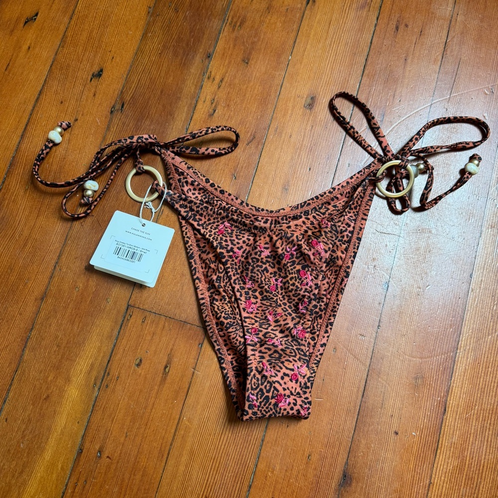 Kula Kini’s Wild Rose Leopard Print Ring Bikini Bottom S